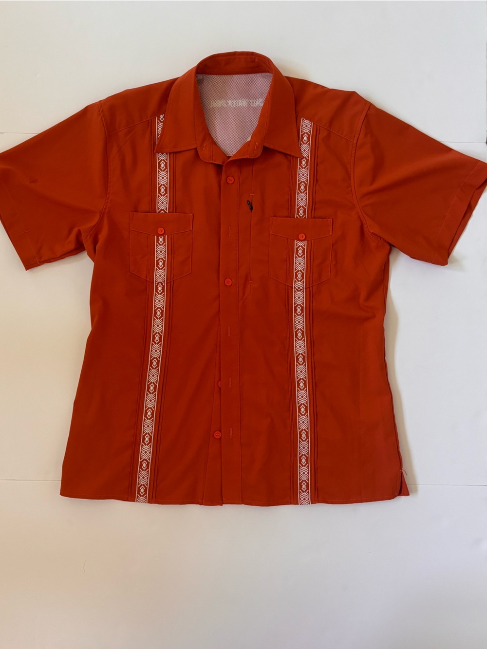 Salt Water Social Burnt Orange Woven Trim Fishing Camp Shirt XL